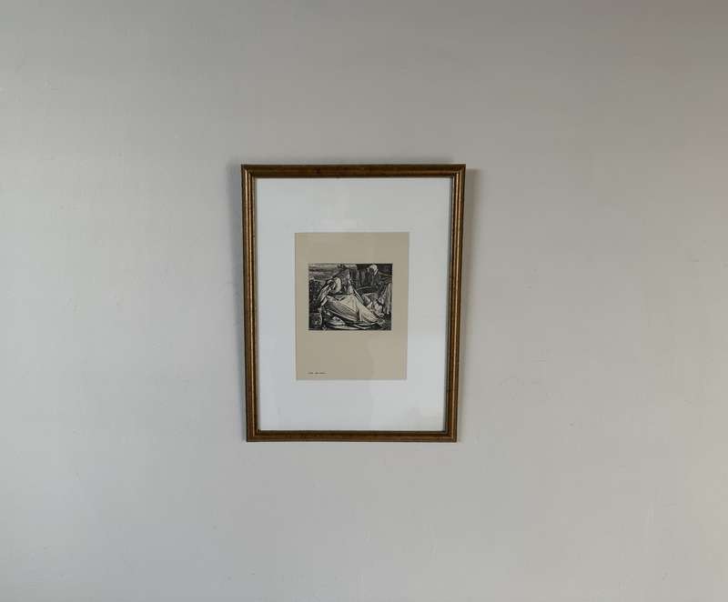 Framed Anthony Frederick Augustus Sandys Print, Until Her Death - Finished Size 32cm x 42cm