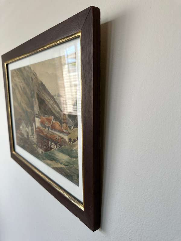 Framed Original Watercolor - Swiss Alps, Matterhorn - Finished Size 45cm x 35cm