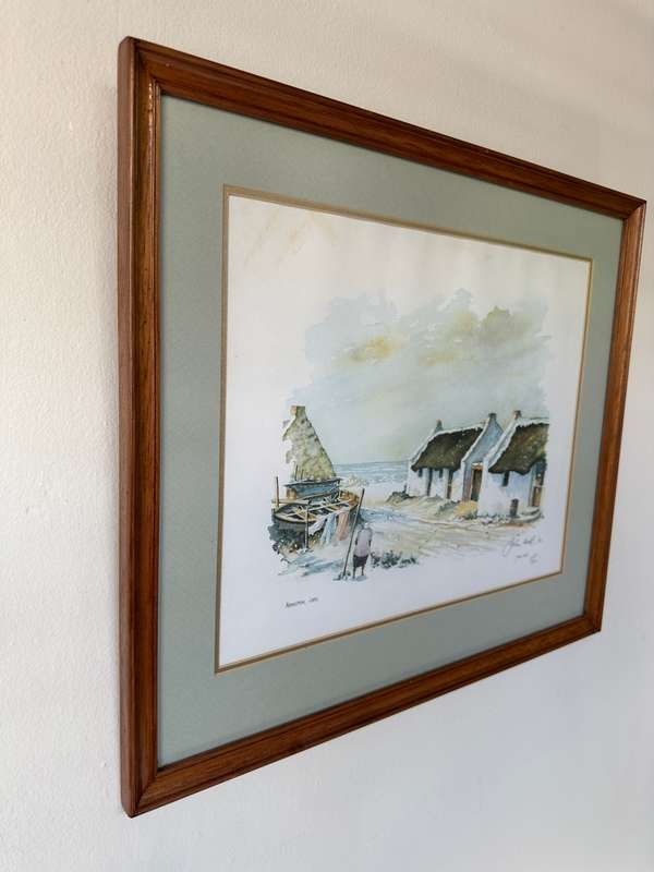Framed John Hall Limited Edition Print - Arniston, Cape 218/500 - Finished Size 49cm x 43cm