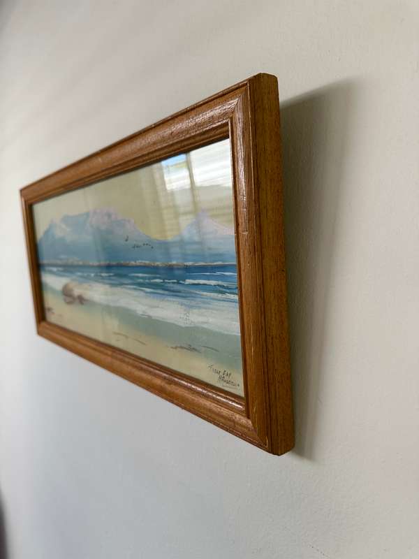 Framed Original Artwork - H. Anderson, Table Bay (Media: Gouache on Board) Finished Size 54cm x 25cm