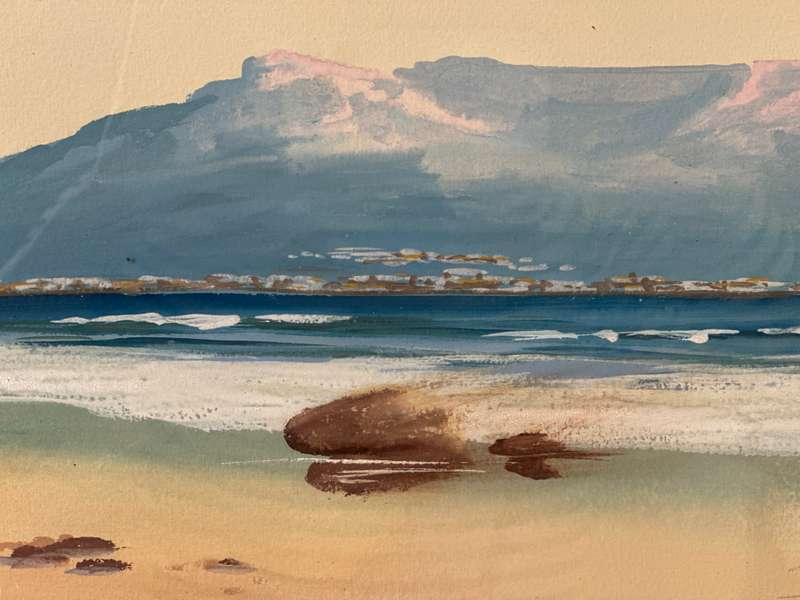 Framed Original Artwork - H. Anderson, Table Bay (Media: Gouache on Board) Finished Size 54cm x 25cm