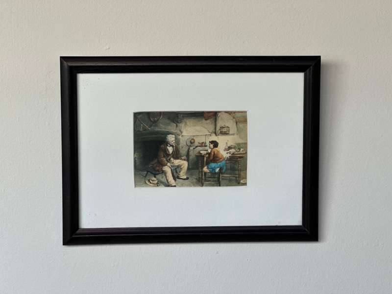 Framed Aristodemo Baigler Print, Genre Scene - Finished Size 33cm x 24cm
