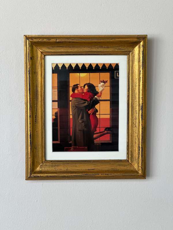 Framed Jack Vettriano Print, Back Where You Belong - Finished Size 27cm x 32cm