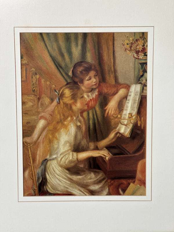 Framed Pierre-Auguste Renoir Print, Girls at the Piano - Finished Size 42.5cm x 48.5cm