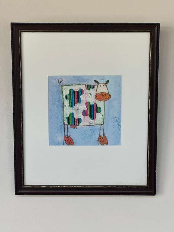 Framed Richard Barrett Print - Clarissa The Cow - Finished Size 31cm x 37.5cm