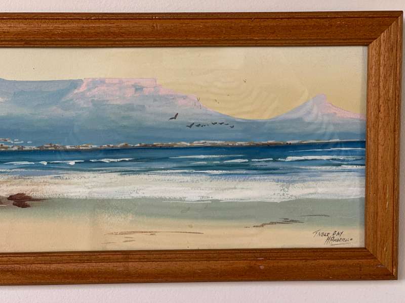 Framed Original Artwork - H. Anderson, Table Bay (Media: Gouache on Board) Finished Size 54cm x 25cm