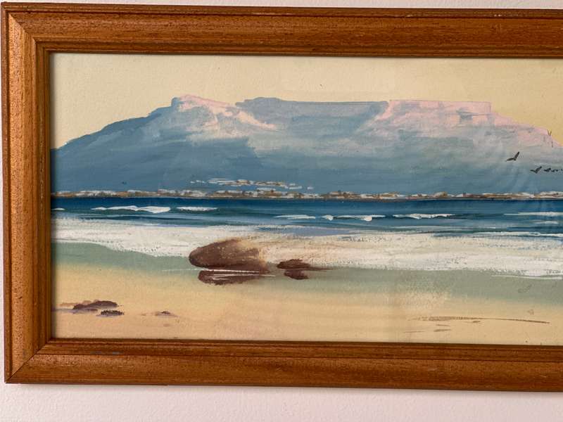 Framed Original Artwork - H. Anderson, Table Bay (Media: Gouache on Board) Finished Size 54cm x 25cm