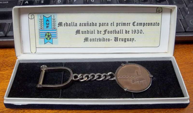 1930 1st Soccer World Cup medallion - with silver chain