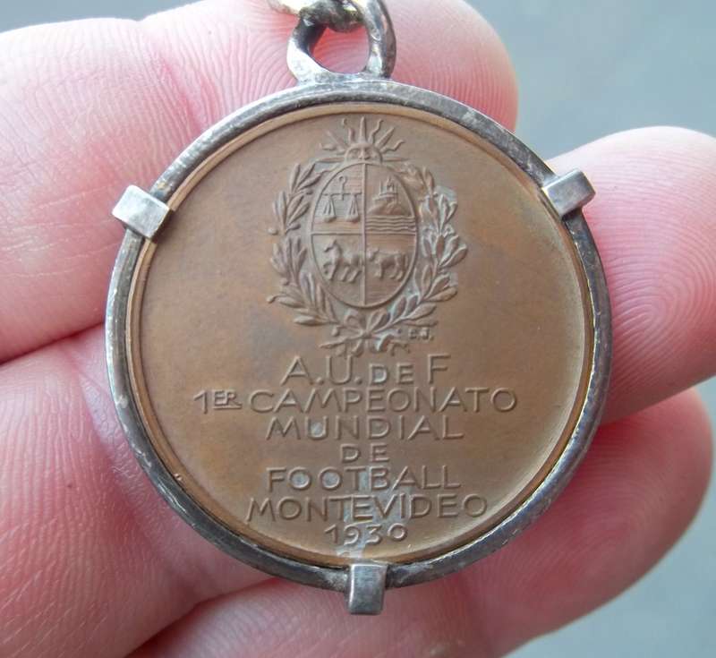 1930 1st Soccer World Cup medallion - with silver chain