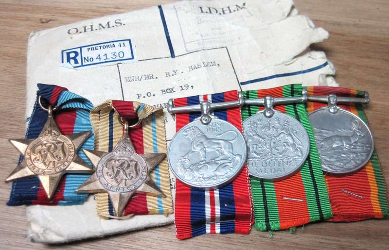 WWII Group of 5 medals awarded to RY Haslem 113931
