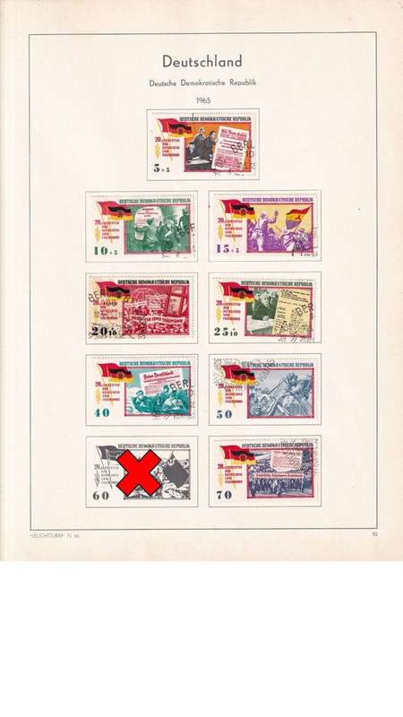 Used Germany DDR stamps on album page. 1 bid for all. Red cross stamps not available.