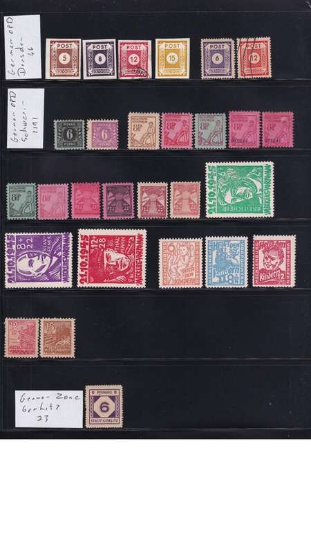 German Zone Stamps Dresden, Gorlitz, Schwerin.