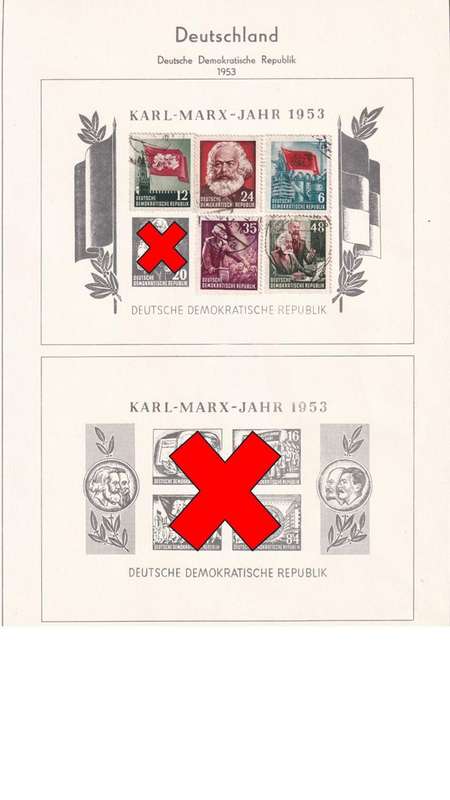 Used Germany DDR stamps on album page. 1 bid for all. Red cross, stamp not available.