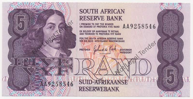 1989 R5 Note - Gerhard de Kock - Third Issue