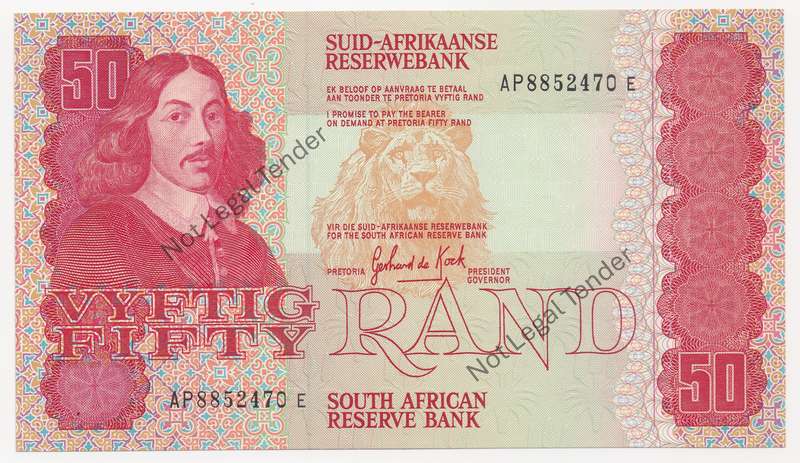 1984 R50 note - Gerhard de Kock - Third Issue
