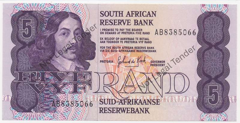 1989 R5 Note - Gerhard de Kock - Third Issue