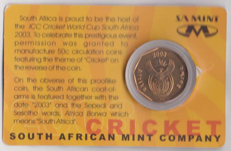 2003 cricket 50 cent in card
