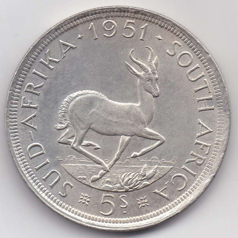 1951 SA Union Silver 5 Shilling