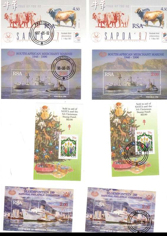 RSA  47 X MINI SHEETS MINT AND CANCELLED 1995 TO   2000