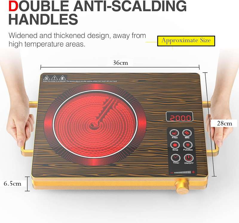 Hoffmans 2200W Electric Infrared Stove - LED Sensor Touch