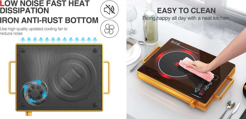 Hoffmans 2200W Electric Infrared Stove - LED Sensor Touch