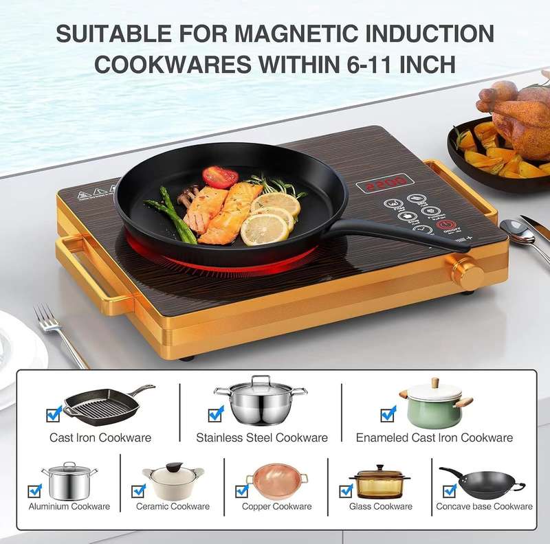 Hoffmans 2200W Electric Infrared Stove - LED Sensor Touch