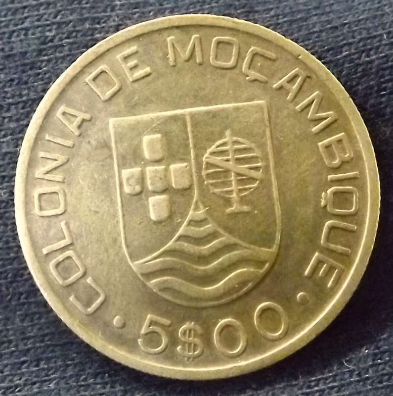RARE 1935 Mozambique 5 Escudos SILVER