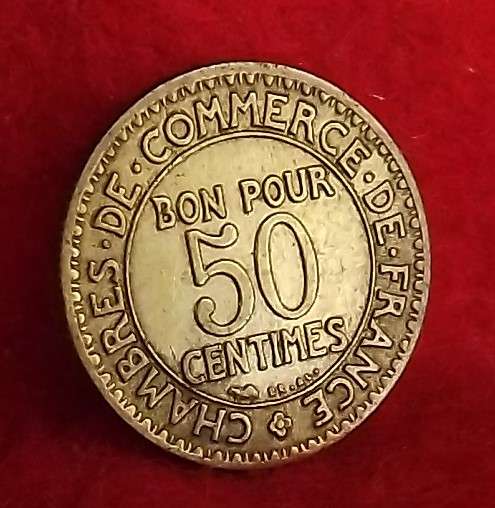 1923 France Francais 50 Centimes 1/2 Franc