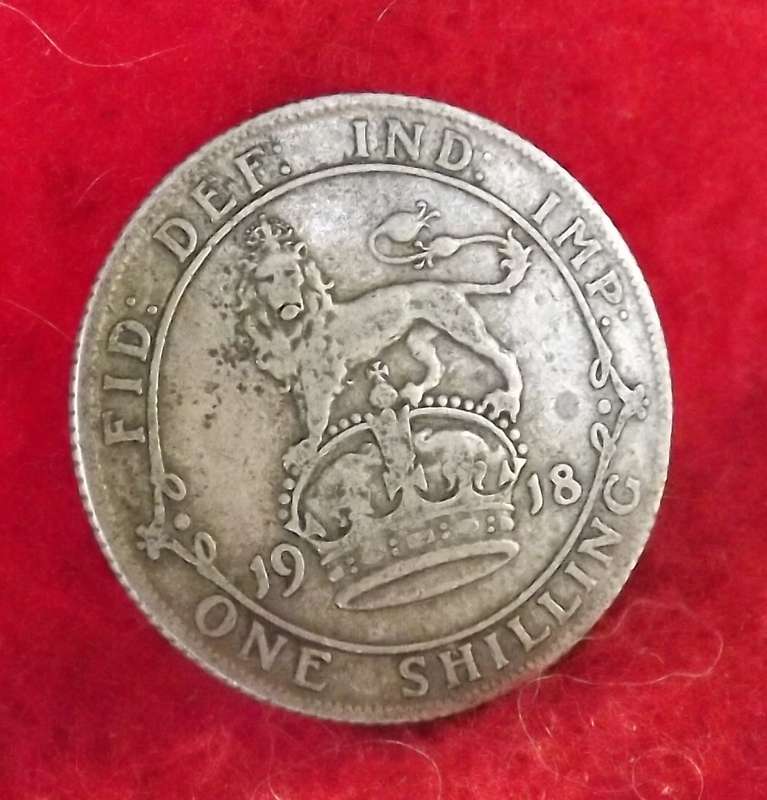 1918 KGV Shilling, Great Britain- Sterling Silver High value- LOW START