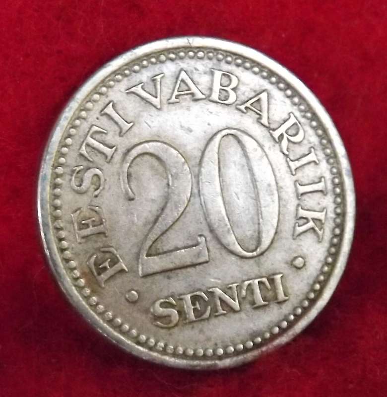 ESTONIA 1935 20 SENTI pre-WWII BALTIC STATE COINAGE