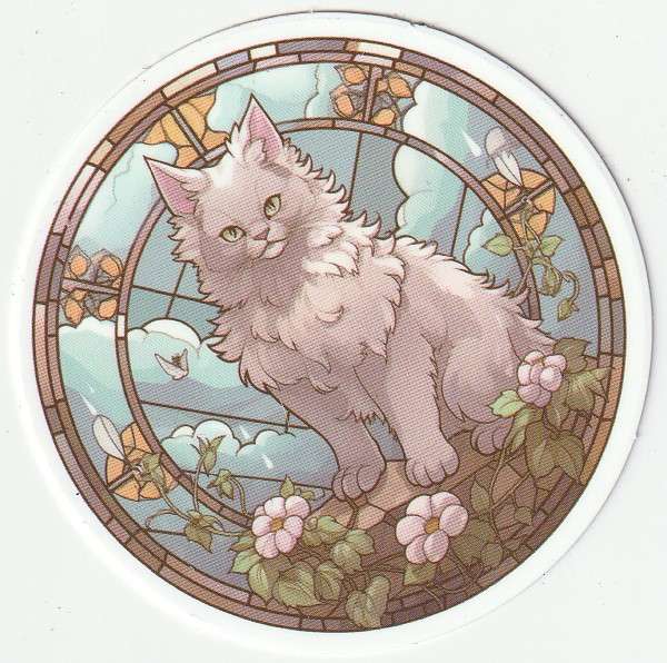 5 Cat Stickers for cat lovers, Stained/Painted glass theme