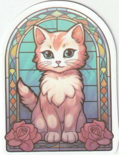 5 Cat Stickers for cat lovers, Stained/Painted glass theme