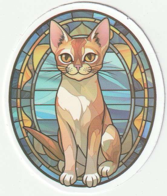 5 Cat Stickers for cat lovers, Stained/Painted glass theme