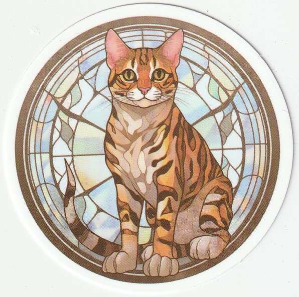 5 Cat Stickers for cat lovers, Stained/Painted glass theme
