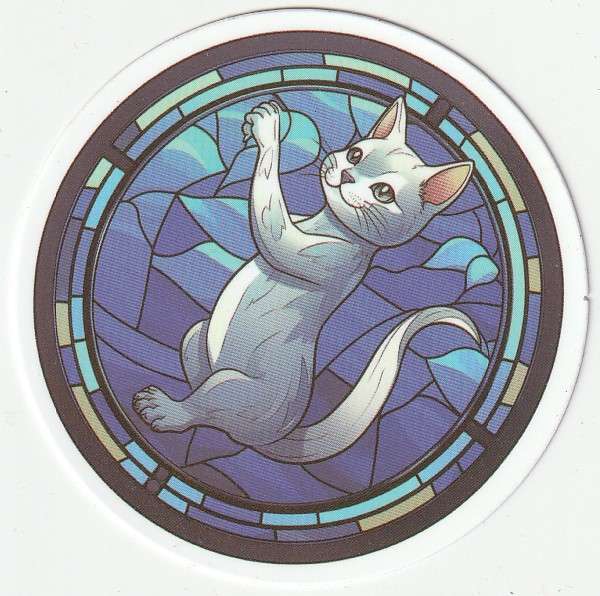 5 Cat Stickers for cat lovers, Painted glass theme (Lot 2)