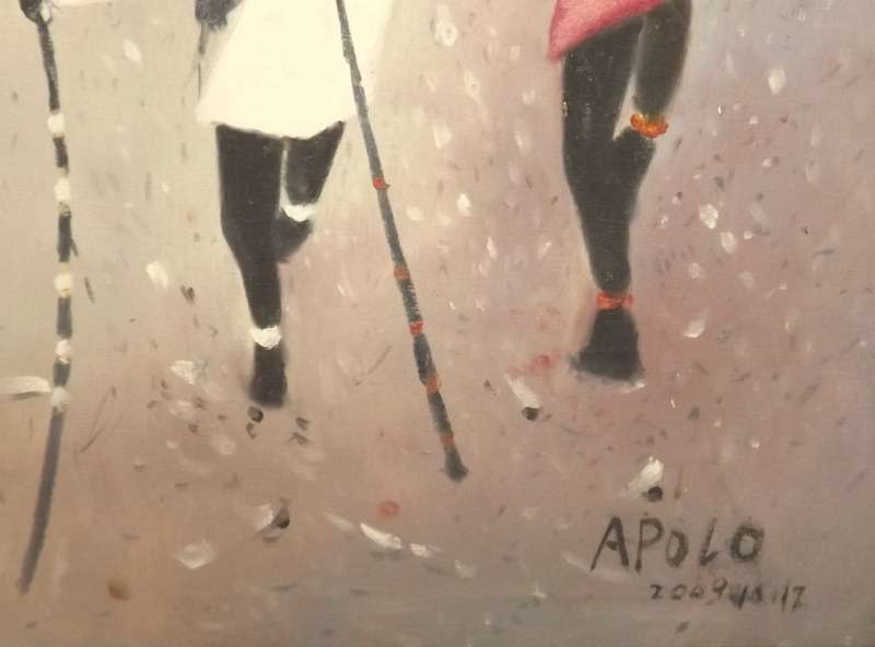 Pair Large ethnic acrylic on stretch canvas paintings, Original signed and dated LOW START !!