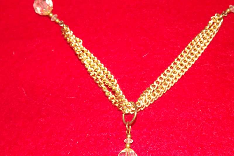 Art Deco, Necklace with cluster pendant,  Costume Jewelry, Glass bead, superb !