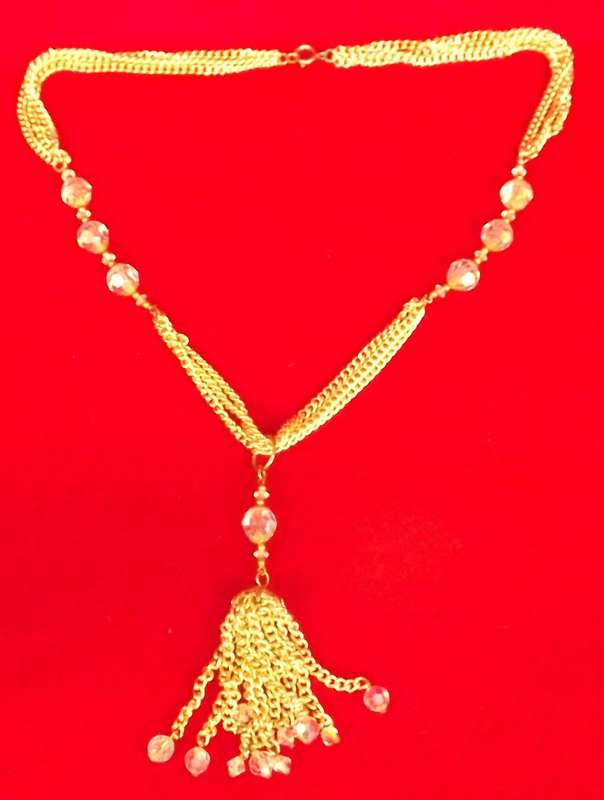 Art Deco, Necklace with cluster pendant,  Costume Jewelry, Glass bead, superb !