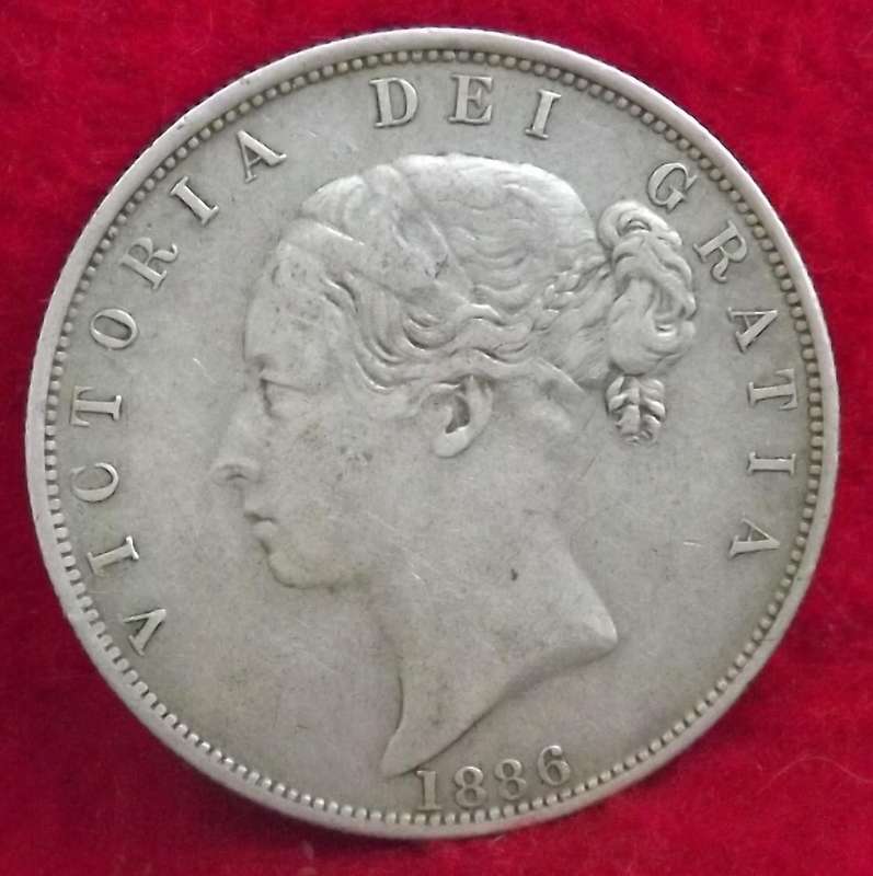 1886 QUEEN VICTORIA High Value Sterling Silver HALFCROWN - Top Grade Coin