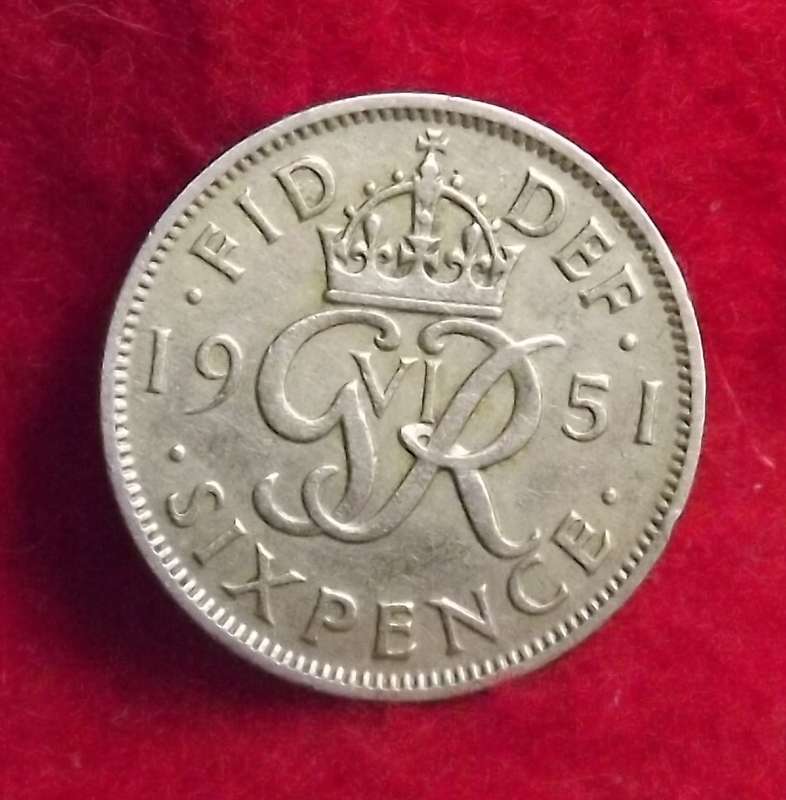 1951 Great Britain Six Pence KGVI