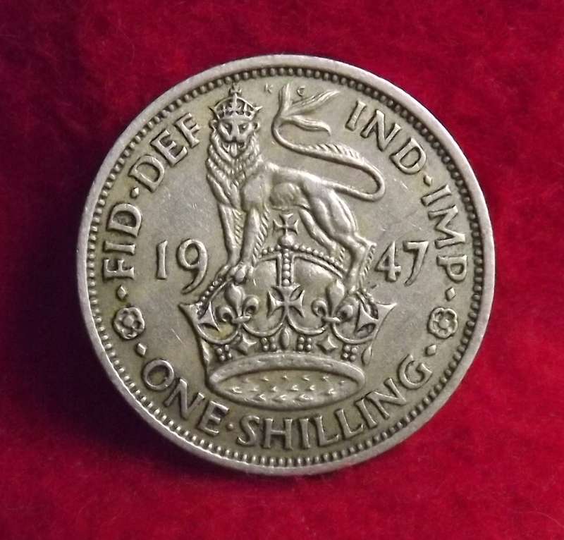 1947 UK Great Britain British 1 Shilling Lion on Crown