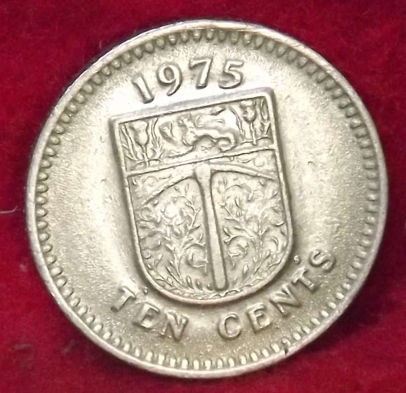 RHODESIA 10 Cents 1975,First Date, UNC Uncirculated