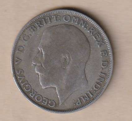 1922 King George V Florin -Two Shillings-Silver Coin-rowned Shields