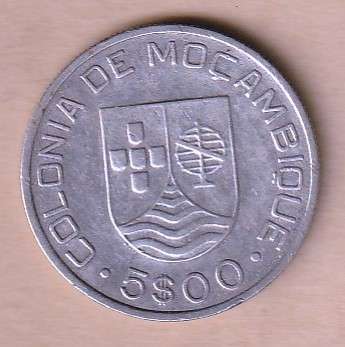 1935 Mozambique 5 Escudos KM#62