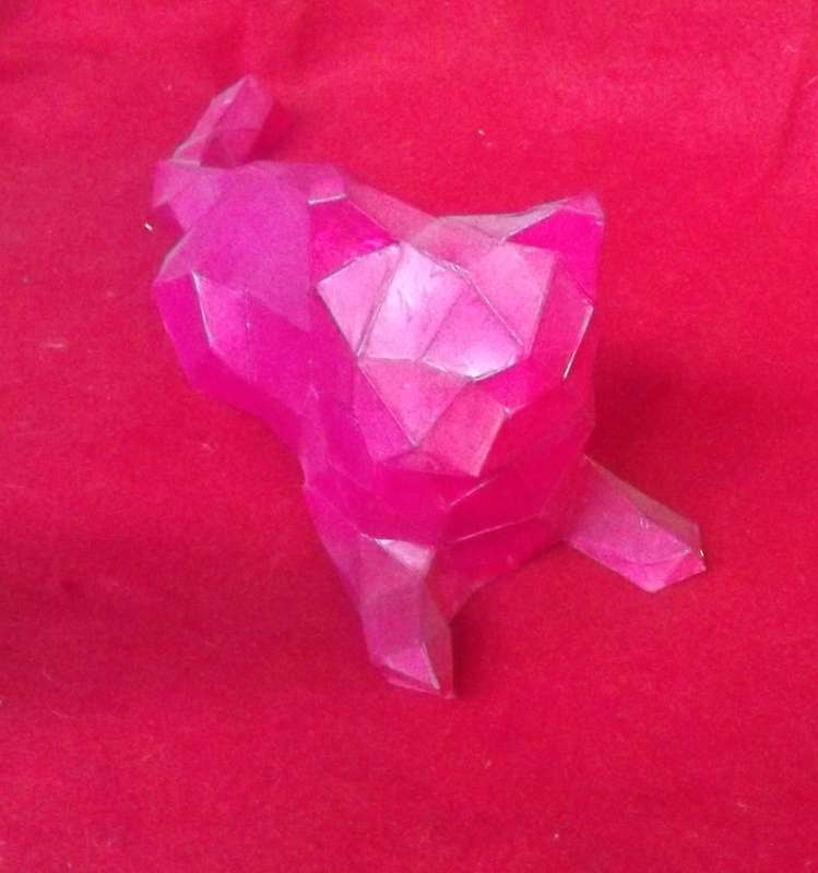Nickey 3d Low Poly Paper-craft laying cat Template - Paper crafts , Cats 3d Poly * Free Postage !