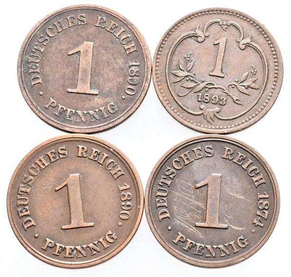 1874-1893 Lot German Empire Pfennig's