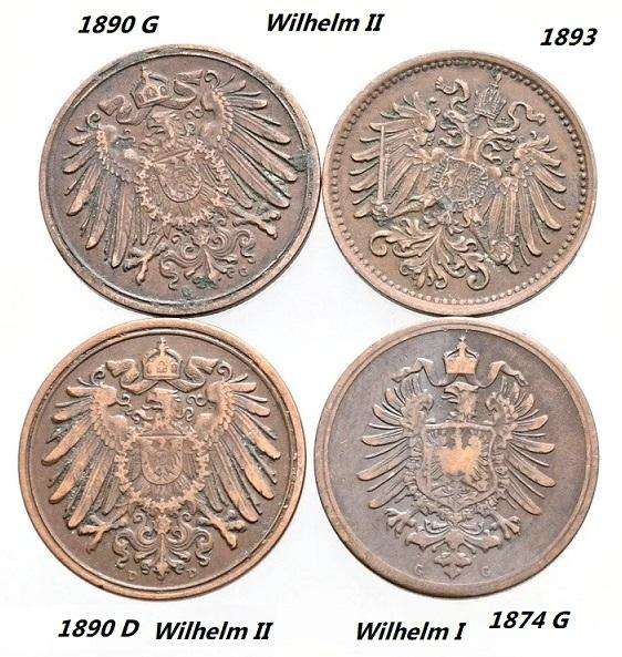 1874-1893 Lot German Empire Pfennig's