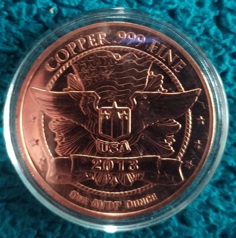 Copper tokens 2013 one ounce .999 Fine