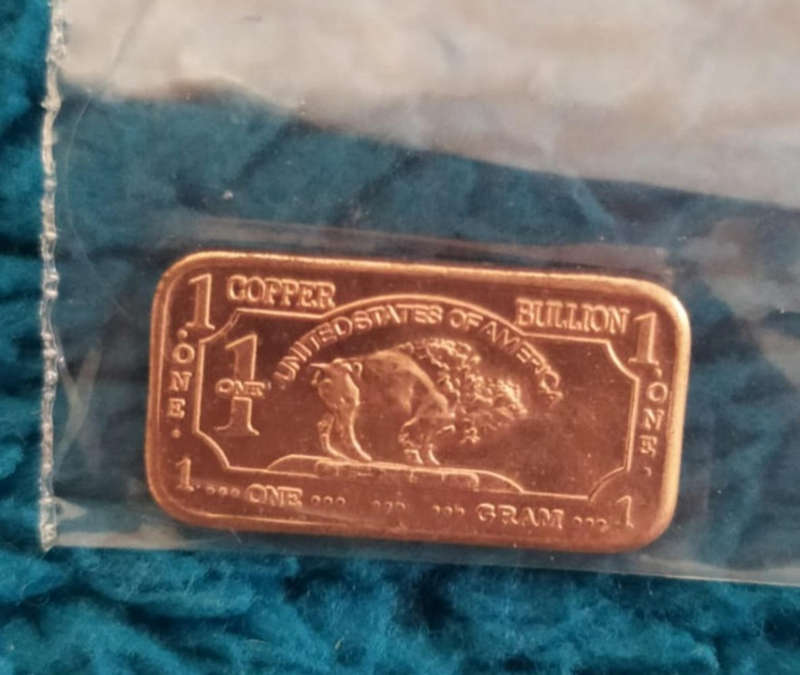 1 gram fine brass 999 and 1 x copper bullion