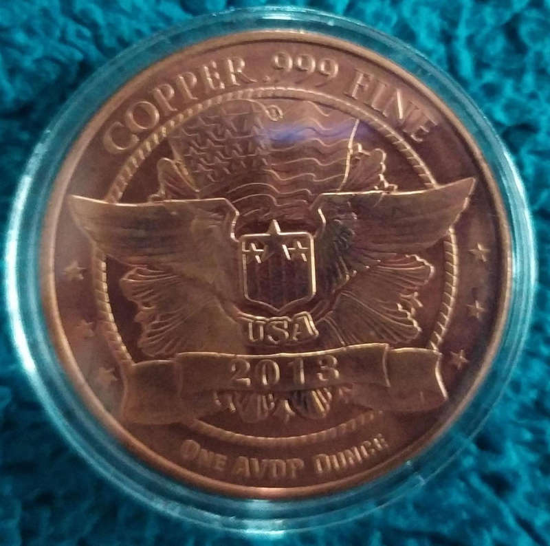 Copper tokens 2013 one ounce .999 Fine